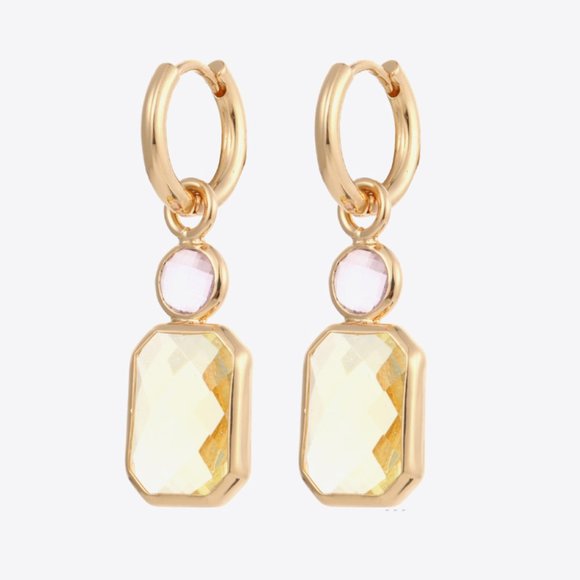 Glass Stone Decor Copper Earrings For Women - Picture 1 of 3